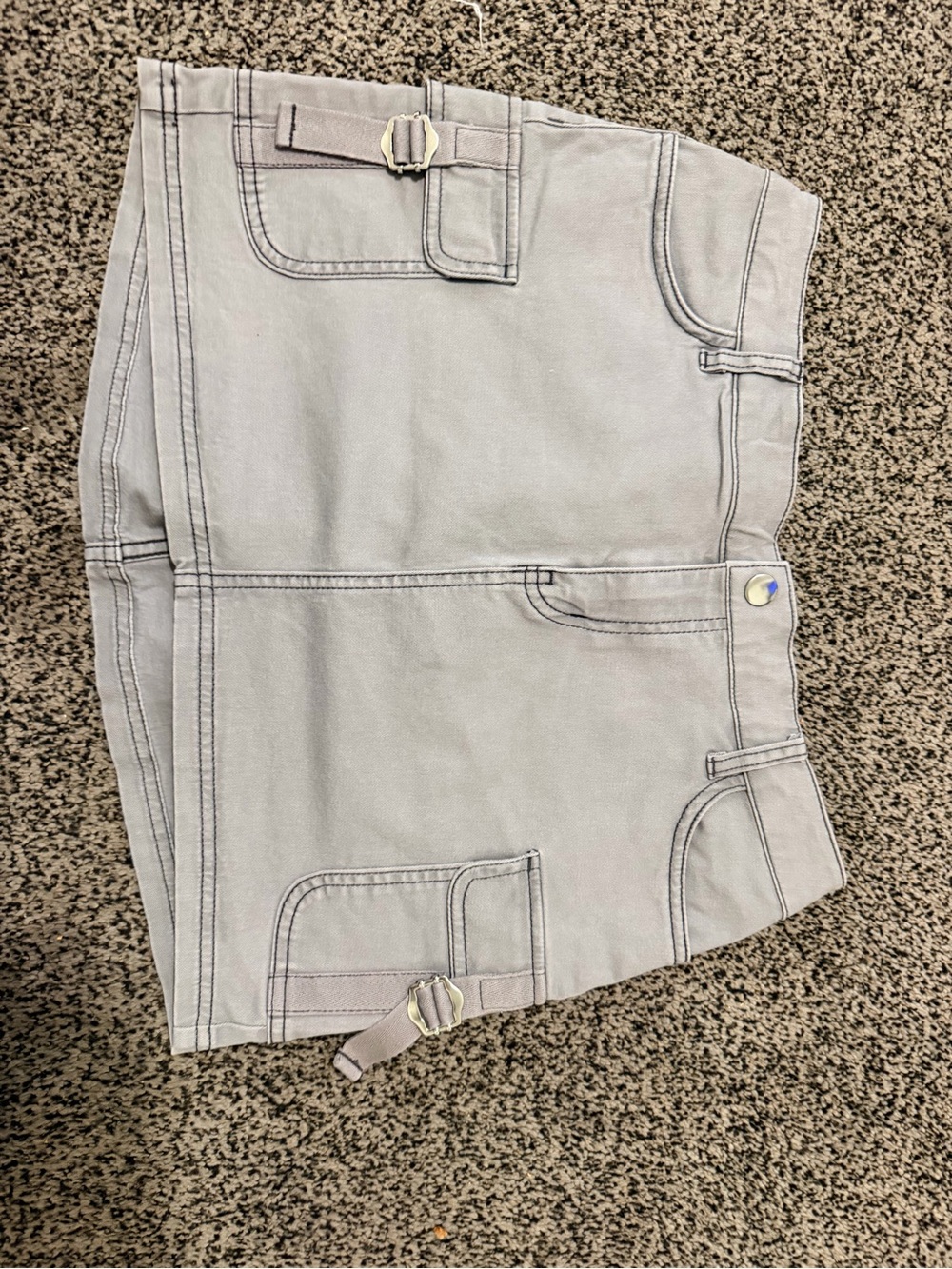 wild fable Light Gray Cargo Mini Shorts with Buckle Detail